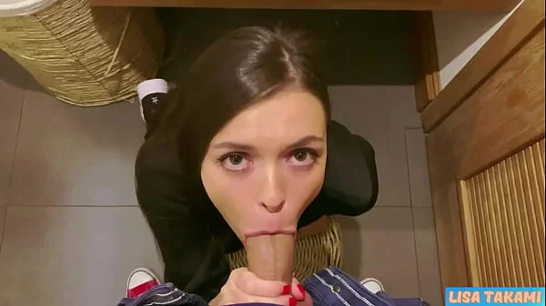 Horny Young Girl Gets Cum In Mouth In Restaurant Toilet - Lisa Takami