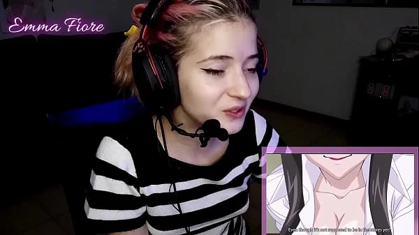 18yo youtuber gets horny watching hentai during the stream and masturbates - Emma Fiore