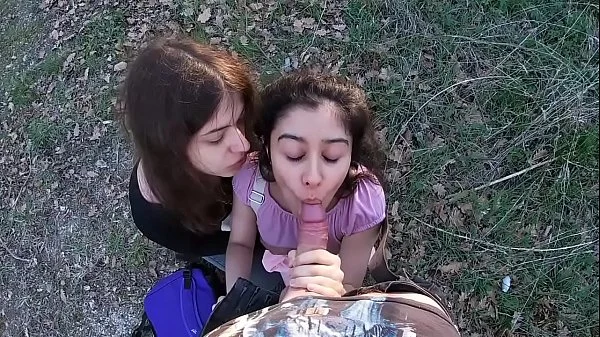 Having fun with two stranger teens that come back from POV PUBLIC SEX!