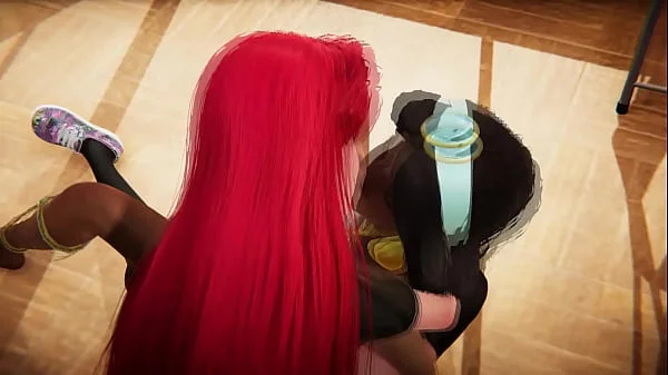 Jasmine gets creampied by Ariel wearing black stockings - The Little Mermaid Porn