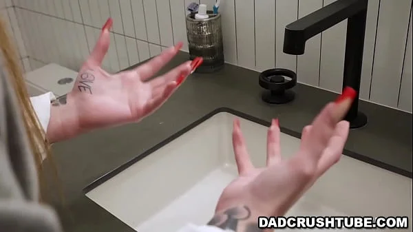Horny little succubus Valerica Steele gets her fill with her stepdad's huge cock, making her cum hard multiple times, squirting her pussy juice.